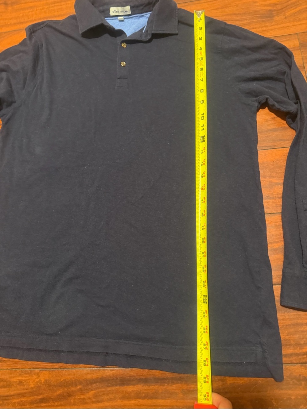 Peter Millar Navy Long-Sleeve Polo long sleeve Shirt Pima cotton and cashmere bl - Picture 2 of 8